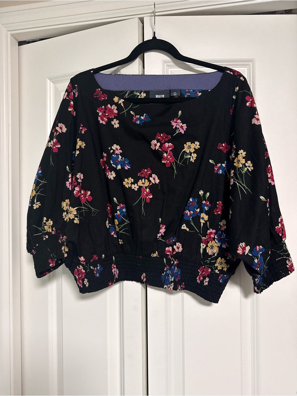 Anthropologie Black Floral top